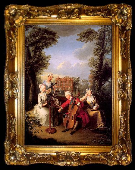 framed  Mercier, Philippe Frederick, Prince of Wales and his Sisters at Kew, ta009-2